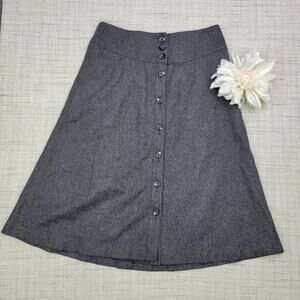 Banana Republic‎ Women's Wool Blend A-line Button Down Midi Skirt Gray Size 0